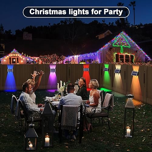 Miniatura 8 de Luces solares para vallas, luces solares RGB para exteriores, modernas luces solares para exteriores con cambio de color y modo de color sólido,