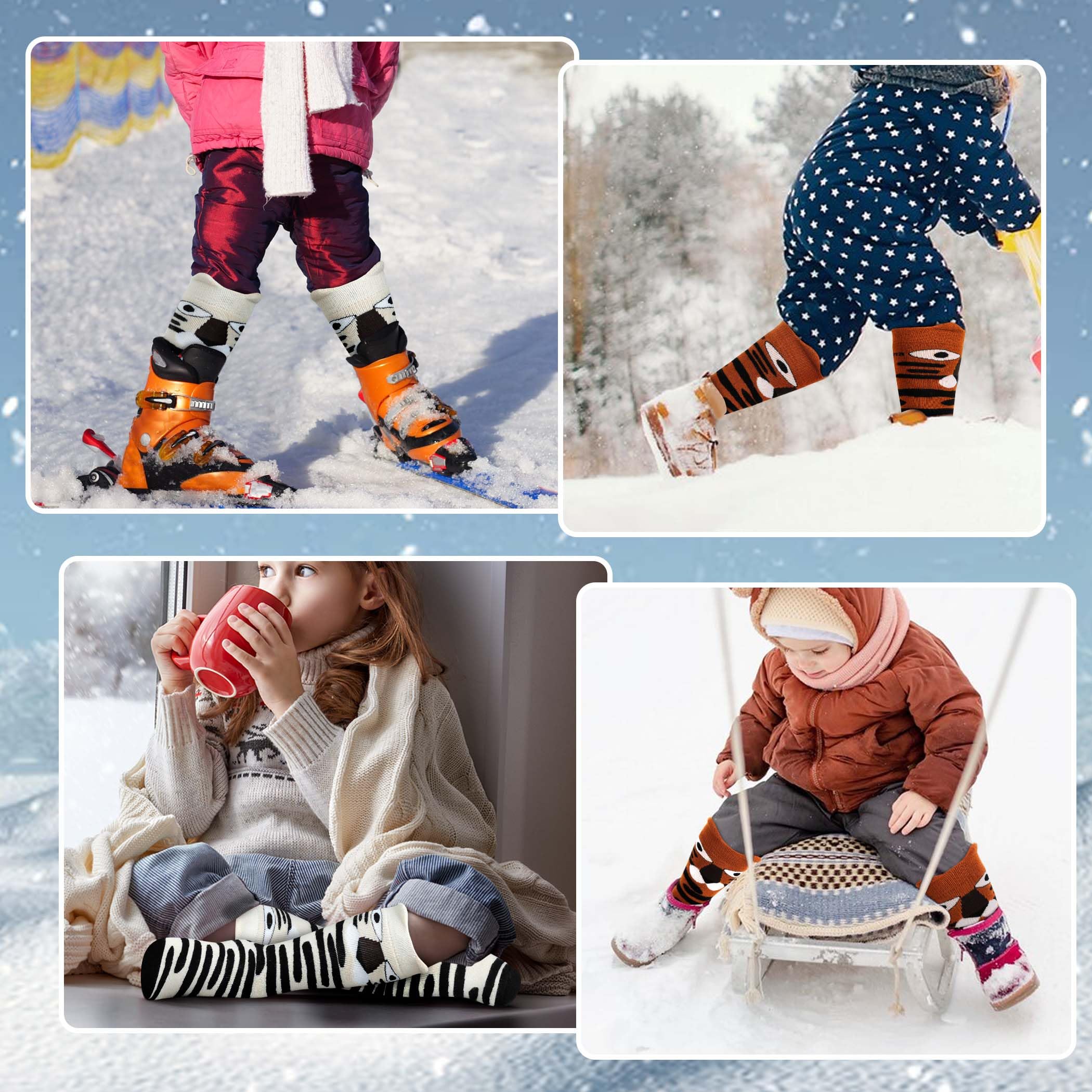 Muezna 2 pares de calcetines de esquí para niños de lana merino, calcetines térmicos de invierno para niños y niñas, calcetines deportivos hasta la rodilla, cálidos, gruesos, calcetines de esquí (OTC)