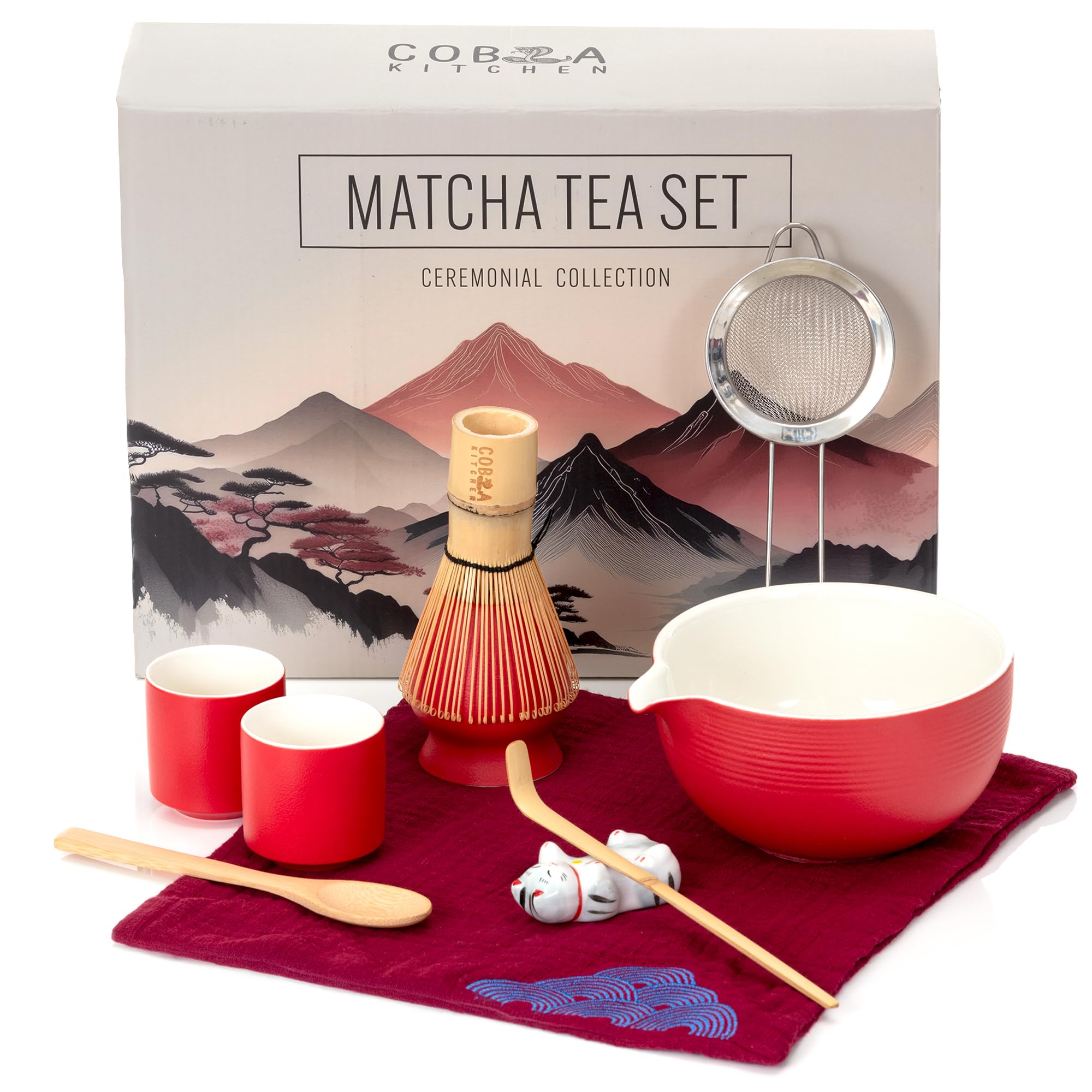 Amazon.com: Lucky Red Matcha Tea Set – Japanese Matcha Kit with