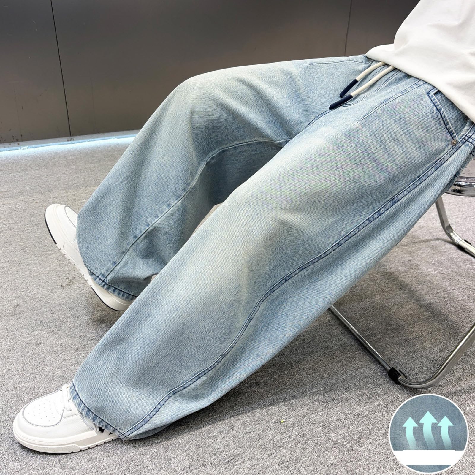 Generico Jeans Ragazzo-Pantaloni in Denim Estivi Leggeri da Ragazzo, vestibilità Ampia, Traspiranti, Senza Elastico, freschi e Comodi per l'uso Quotidiano.