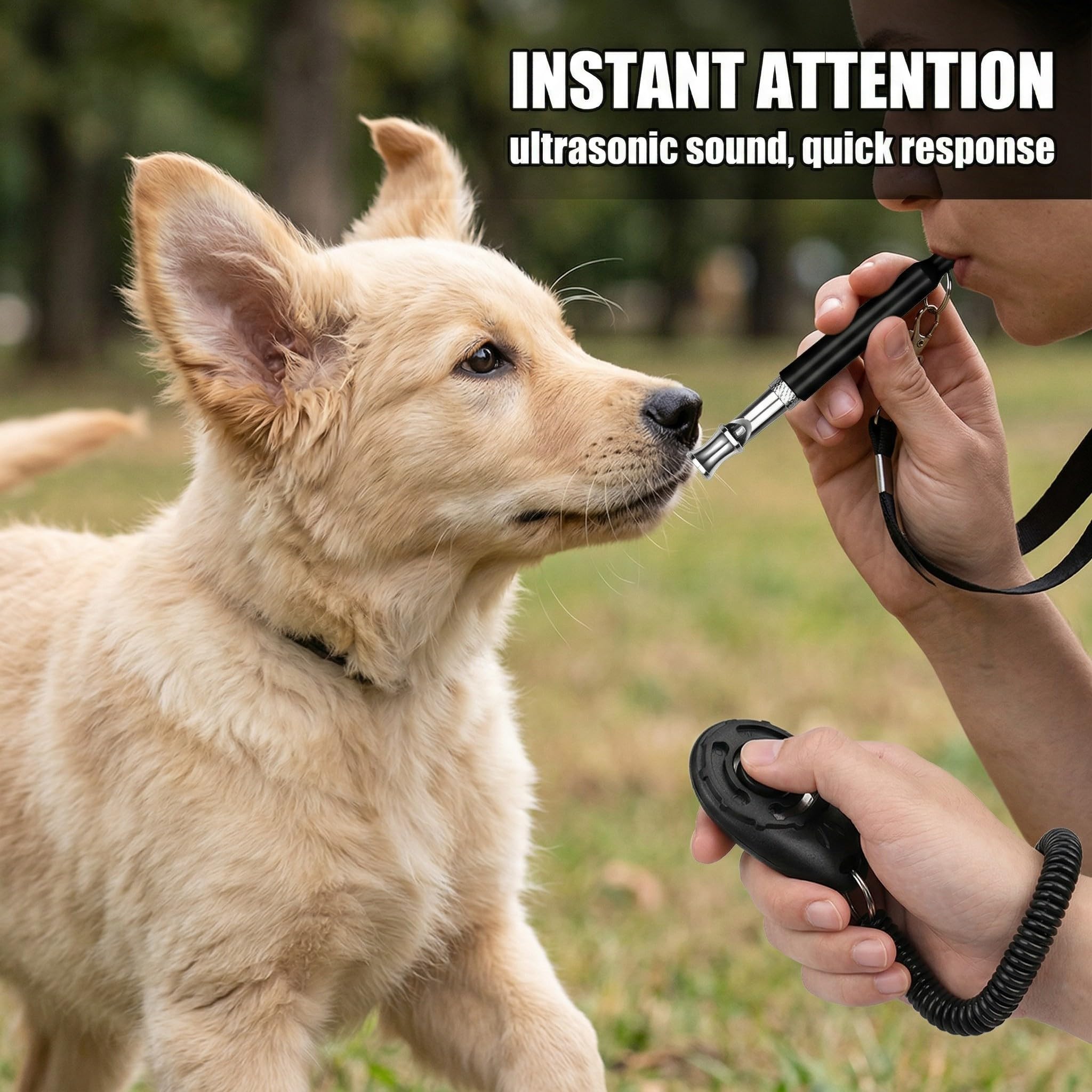 Fischietto per Cani ad Ultrasuoni Silenzioso, Frequenza regolabile Fischietto per addestramento cani, Adatto per la maggior parte delle razze – 2 Pezzi, Nero
