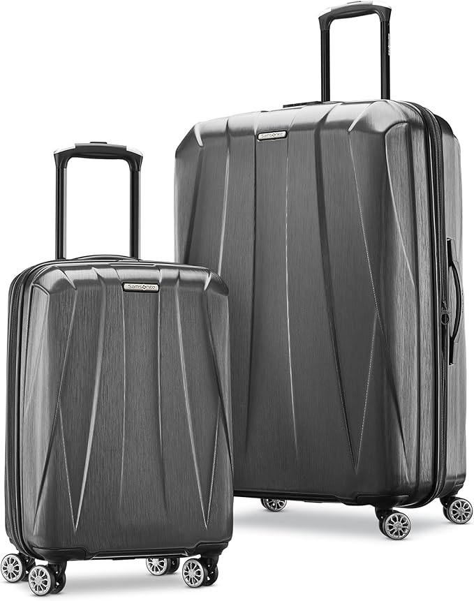Samsonite Centric 2 Hardside Expandable Luggage with Spinners, Black, 2-Piece Set (20/24)