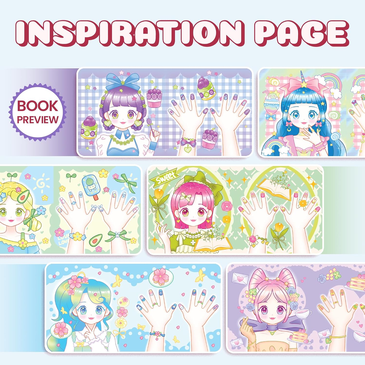 Sticker Activity Book - Nail Art Salon: Candy Princess Theme, 400+ Nail & Jewelry Stickers, Fun Creative Dress-Up Game for Girls Ages 3–10, Ideal for Little Fashionistas, Gift for Girls image 3