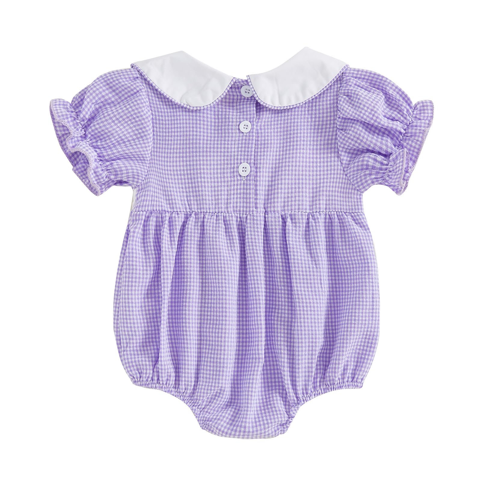 GINEVSAL Big Sister Little Sister Matching Outfits Baby Girl Smocked Clothes Short Sleeve Shirt Romper Toddler Summer Dress (Purple Romper, 3-6 Months)