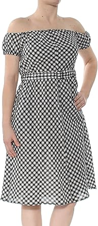 max studio black and white dress