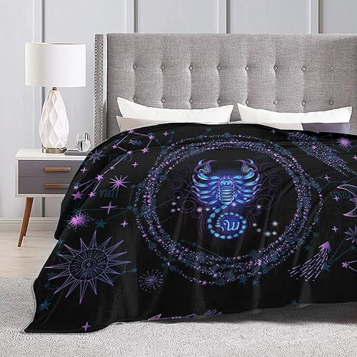 Miniatura 4 de Manta de franela con constelaciones, cálida y suave, 12 horóscopos, astrología, temática de constelación, decoración del hogar, 50 x 40 pulgadas