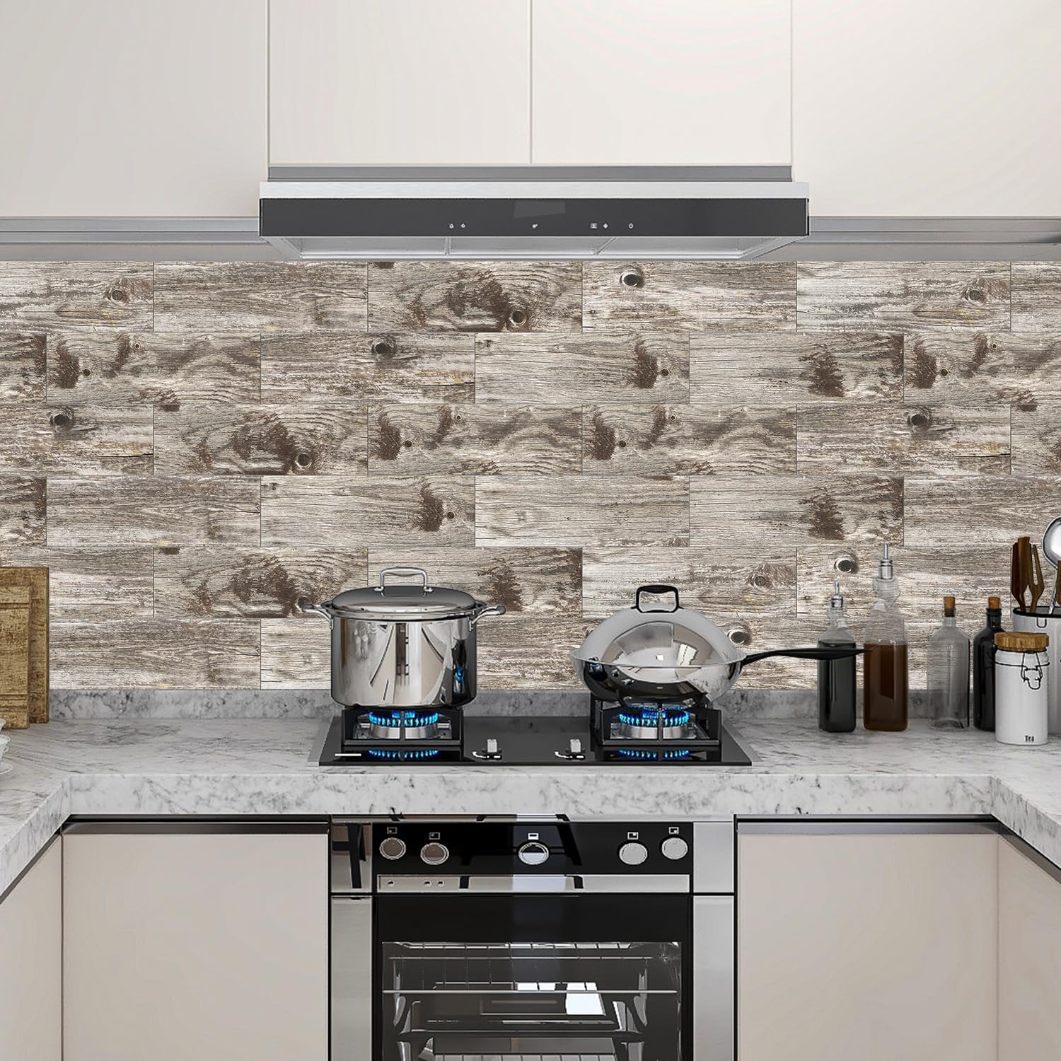 12 Sheets Kitchen Backsplash Tiles Peel and Stick, 12" x 6" Self Adhesive Kitchen Wall Tile Sticker PVC Self Adhesive Subway Tile Stick Waterproof Washroom Wall Panels 12-lpm11 12