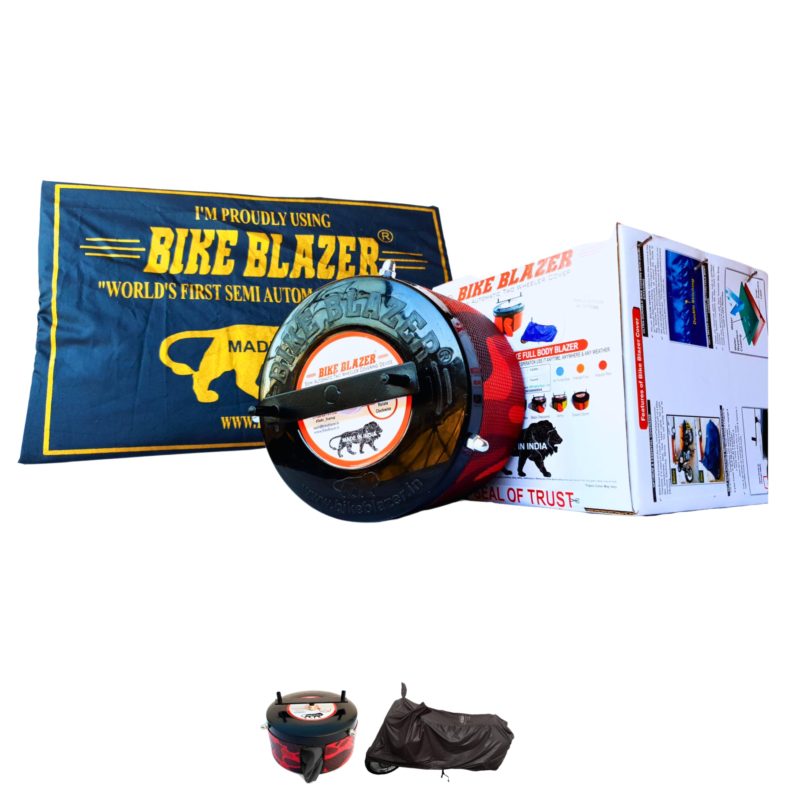 BIKEBLAZER® Semi-Automatic Full Body Bike Cover | Compatible for All Yamaha Bike Motorcycles | Heavy Duty Device | Water Resistant | UV Safe | 100% Dust Proof | Anti-Theft & Scratch Proof Cover RPK