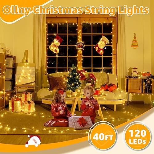 Miniatura 2 de Ollny 120LED 40FT String Lights, Waterproof Connectable Christmas Lights with Timer 8 Modes, Warm White Plug in Fairy Light for Indoor Outdoor