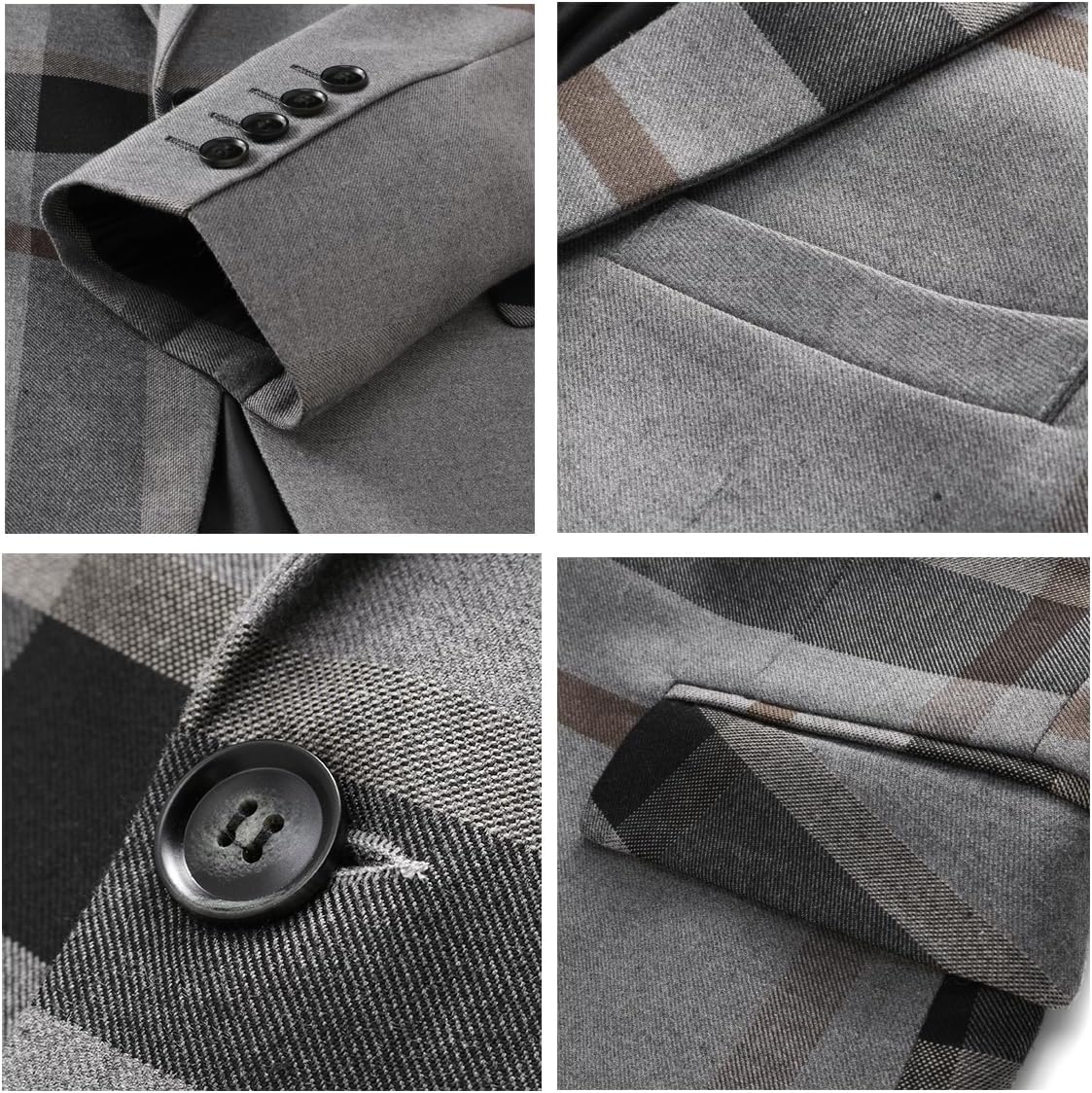 Mens Plaid Suit Slim Fit 2 Piece Casual Tuxedo Suit for Men Formal Blazer Pants Tuxedo Set for Wedding Business Party - Image 6