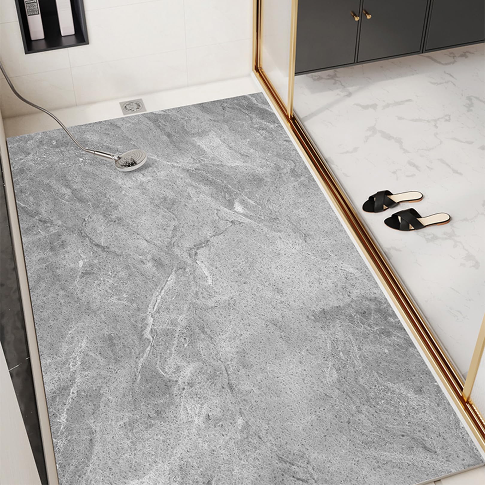Yinghesheng Non-slip Bath Mats, Shower Mat, Non-Slip Shower Mat, Print PVC Non-Slip Mat, Bath Mat for Wet Areas, High Water Permeability,E,80x120cm