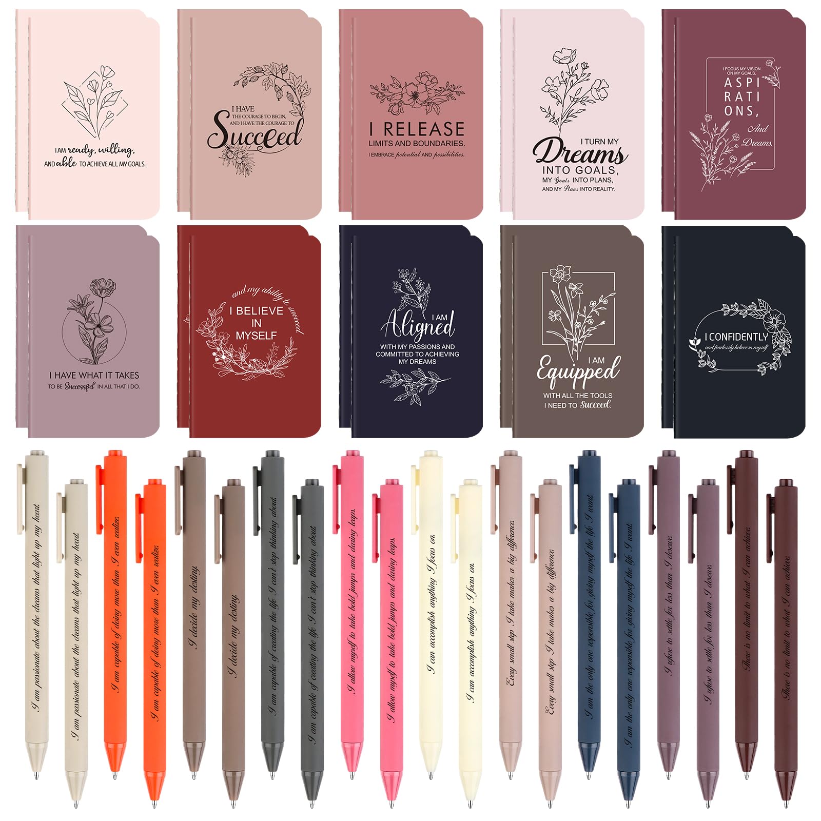 40 Pcs Inspirational Notepads Ballpoint Bulk Positive Affirmation Gift Inspirational Journal Notebook with Pen Gratitude Notebook with Pen Inspirational Mini Notebook Bulk for Teacher Coworker Nurse