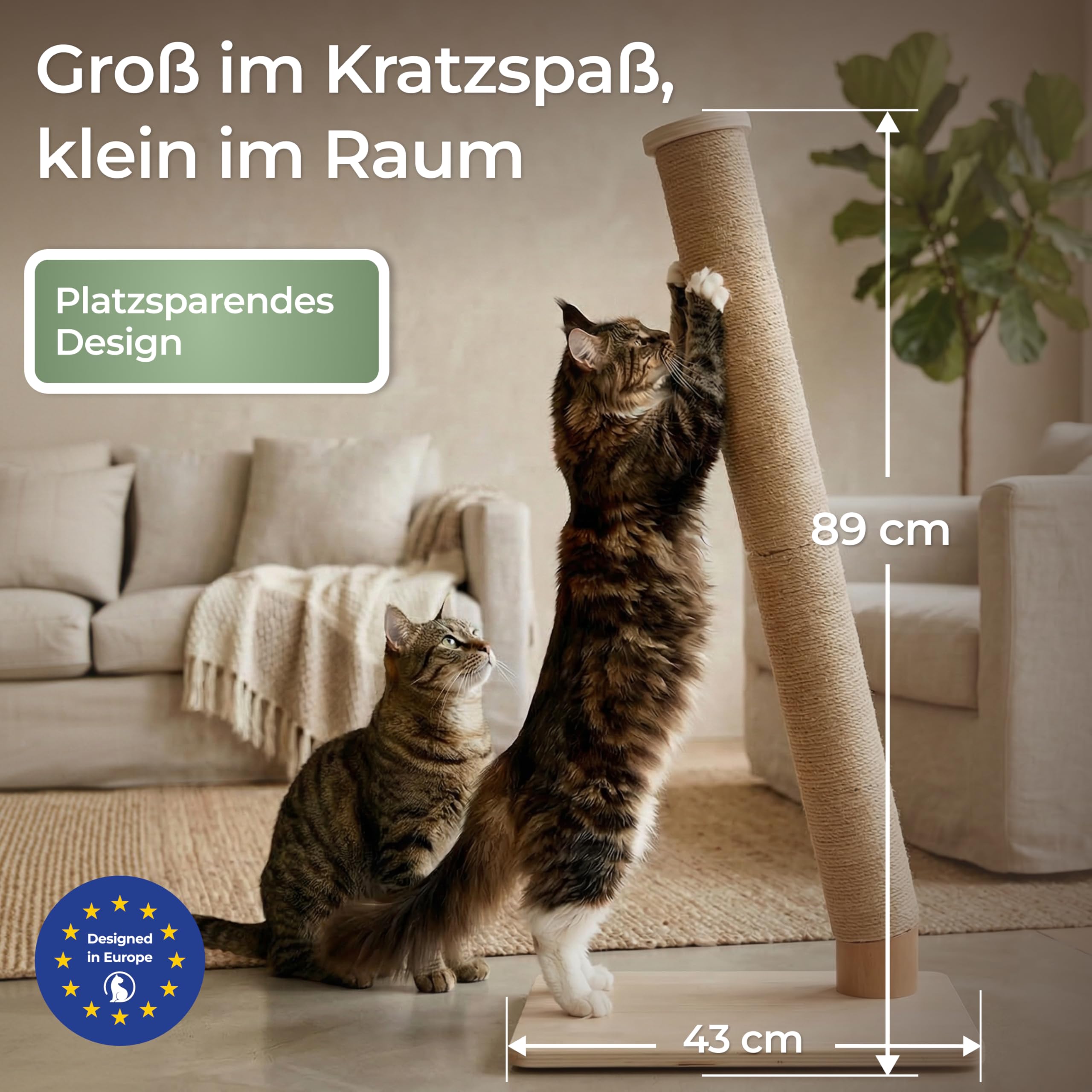 WOOWOOD Tiragraffi per gatti – Estremamente stabile – Tiragraffi XXL – Tiragraffi per gatti piccoli e grandi – Gatto Scratching Post, torre di gatto, tiragraffi per gatti in robusto sisal, 83 cm