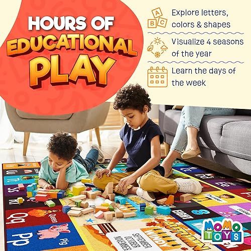 Miniatura 6 de Alfombra educativa Alfombra antideslizante ABC para habitación de niños 6.5 x 5 pies alfombra suave del alfabeto para niños para sala de juegos,
