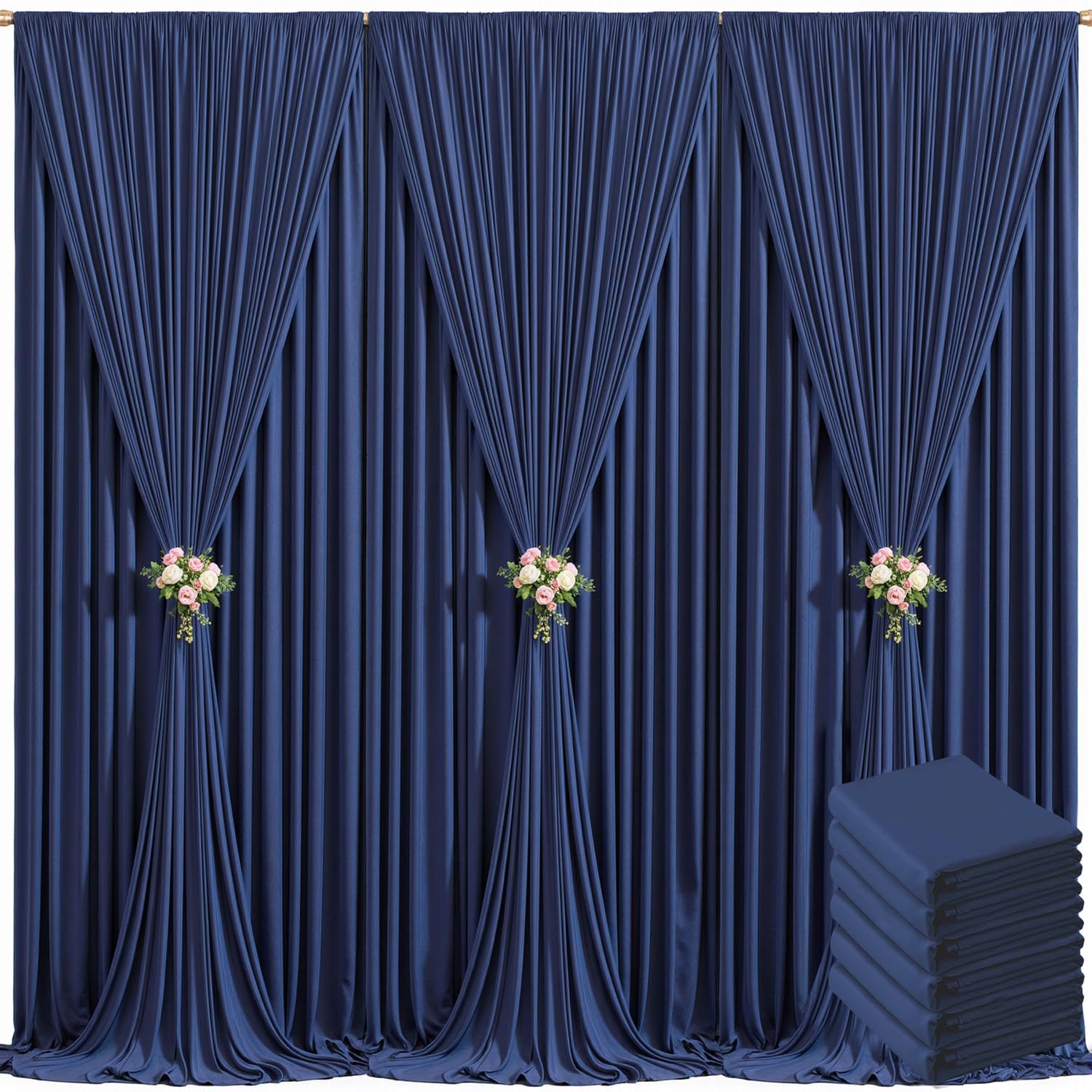 40ft x 10ft Ivory Backdrop Curtain for Wedding Ivory Wrinkle Free Backdrop Drapes Panels for Parties Baby Shower Bridal Shower Birthday Photo Photography Polyester Fabric Background Decoration — view 86