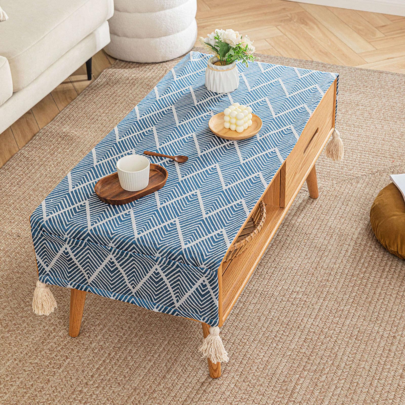 Weave tablecloth,Linen tablecloth,Coffee Table Cover With Pockets And Tassel Rectangular Waterproof Tablecloth Dining Tabletop Decoration Washable Table Top Dust Cover-P-60x160cm(24x63inch) ( Color :