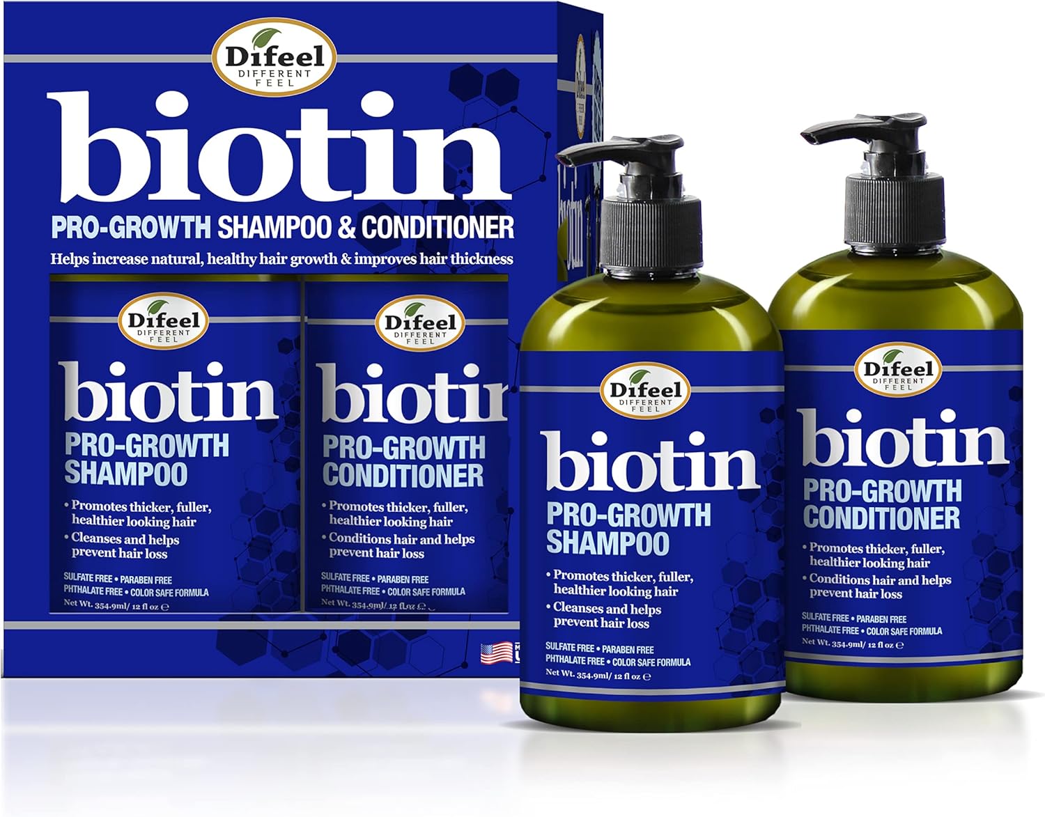 Difeel ProGrowth Biotin Shampoo & Conditioner 2PC Gift Set Shampoo