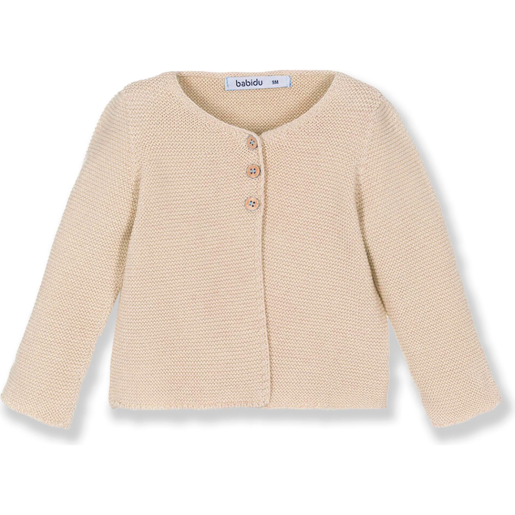 BABIDU Chaqueta de Punto 100% Algodón, Prenda Básica para Bebés, Niños, Niñas Unisex, Cuello Redondo Tejido Hipoalergénico Suave y Transpirable, Ideal para Invierno y Entretiempo, Ropa Infantil Cálida
