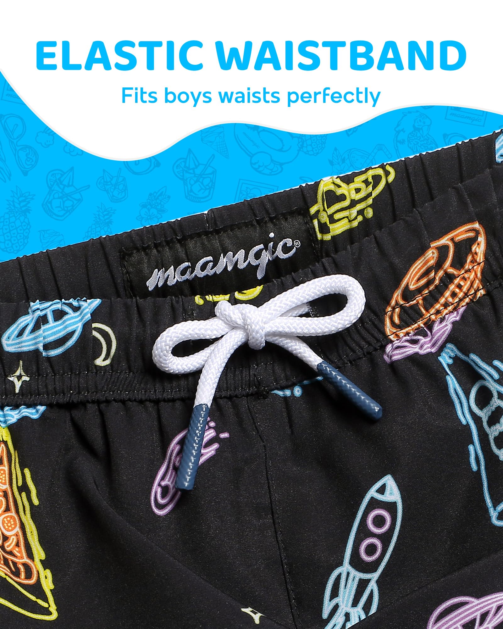 maamgic Costume da bagno per ragazzi con fodera a compressione, elasticizzato in 4 direzioni, ad asciugatura rapida, pantaloncini da spiaggia per bambini