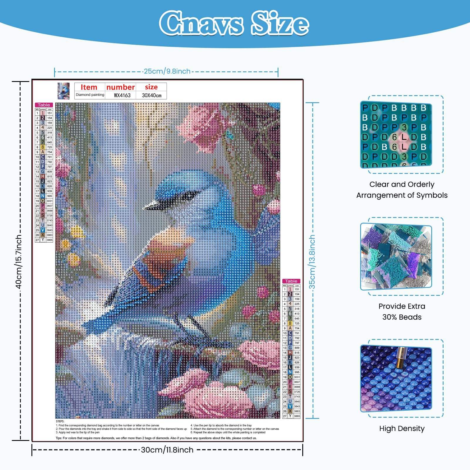 TIANYI-5D Oiseaux Colorés Diamond Painting Kits, DIY Oiseaux Art Du Diamant Painting Kit Complet Fleurs Broderie Kits De Peinture Sur Diamant Point De Croix Painting Pour Adultes Debutants 30x40 Cm