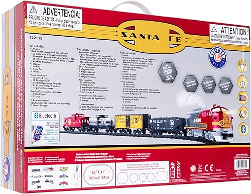 Miniatura 4 de Lionel Santa Fe Freight Battery O Gauge Juego de tren de juguete con control remoto, locomotora, vagones de tren y pista con sonidos auténticos de