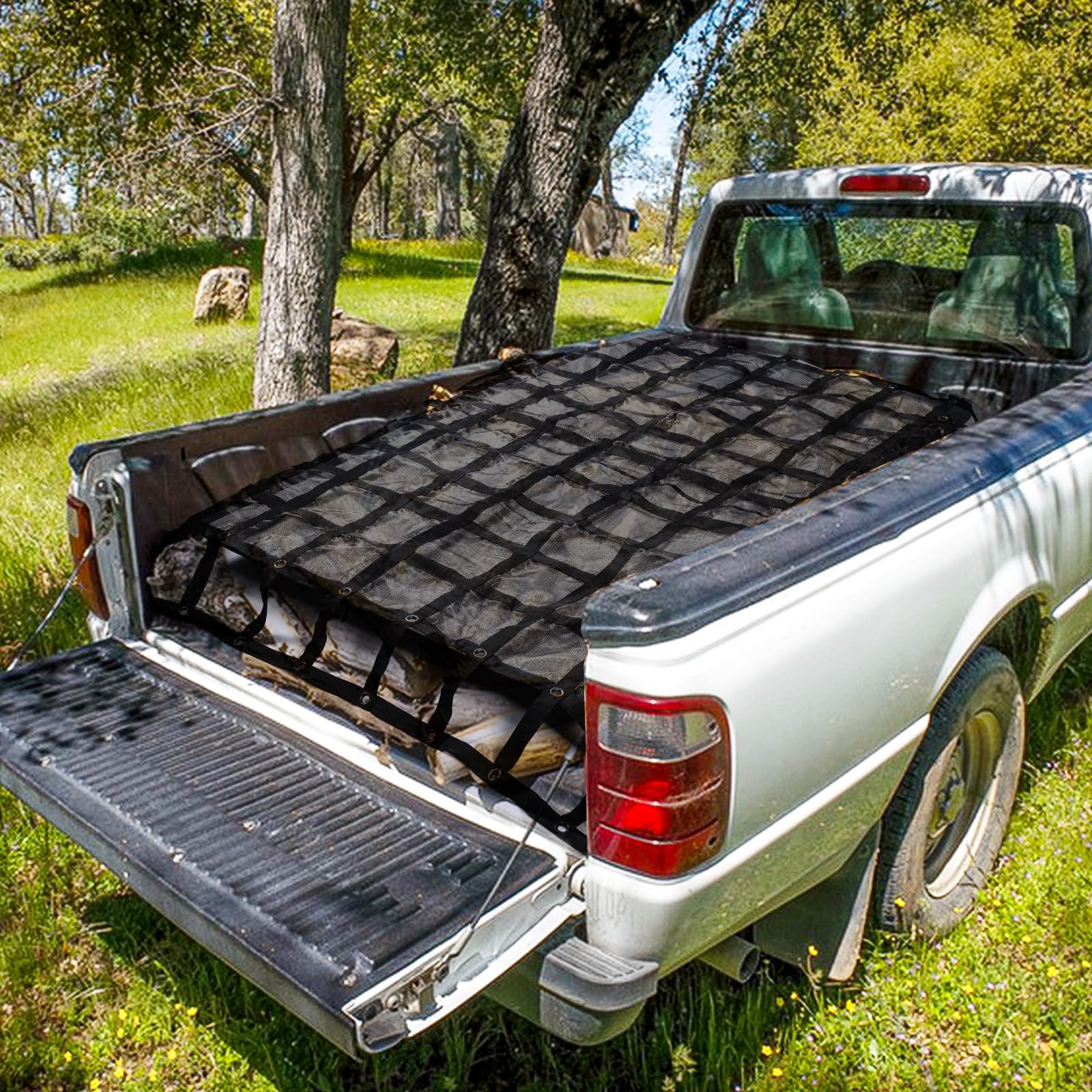 Filet de chargement robuste, 1,4 x 1,8 m, pour remorque, Jeep, VUS, UTV, rack de lit, bateau, pick-up (144,8 x 182,9 cm)
