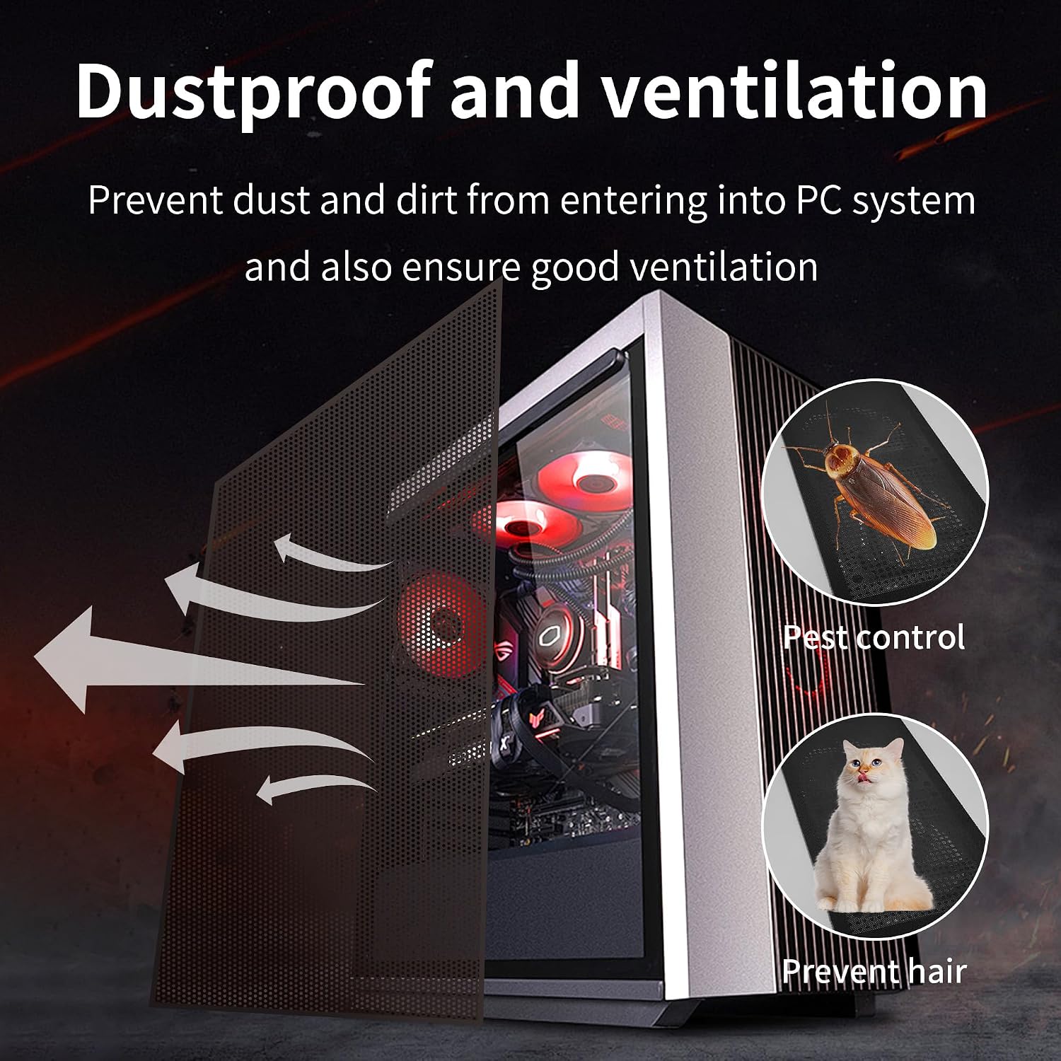 PC Dust Filter 400x300mm, 4Pack DIY PC Case Dust Mesh Filter PVC Dustproof Filter Cover Cooler Fan Grills with Magnetic Strip for Computer PC Case Speaker(PVC, 400 * 300mm, 4pcs, Black)