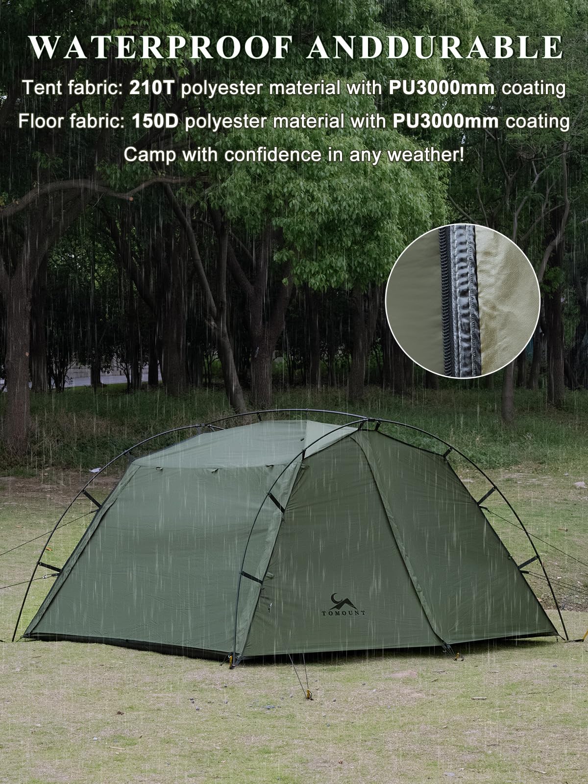 TOMOUNT 4-Personen-Zelt für Camping, Kabinenzelt mit Vorraum, leicht, einfach aufzubauen, PU3000 mm, wasserdicht, 3 Jahreszeiten, Outdoor, Wandern, Rucksackreisen Sport & Freizeit