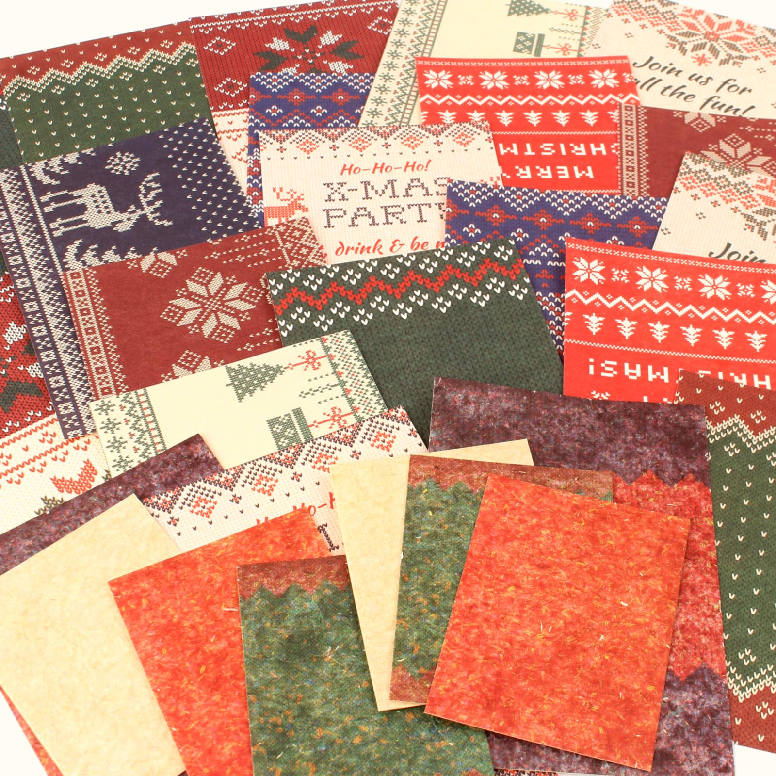 28 Sheets Vintage Christmas Scrapbook Paper, 3D Textured Christmas Cardstock, Lightweight Decoupage Paper for Scrapbooking & Stamping Supplies, Card making, Junk Journaling Collage