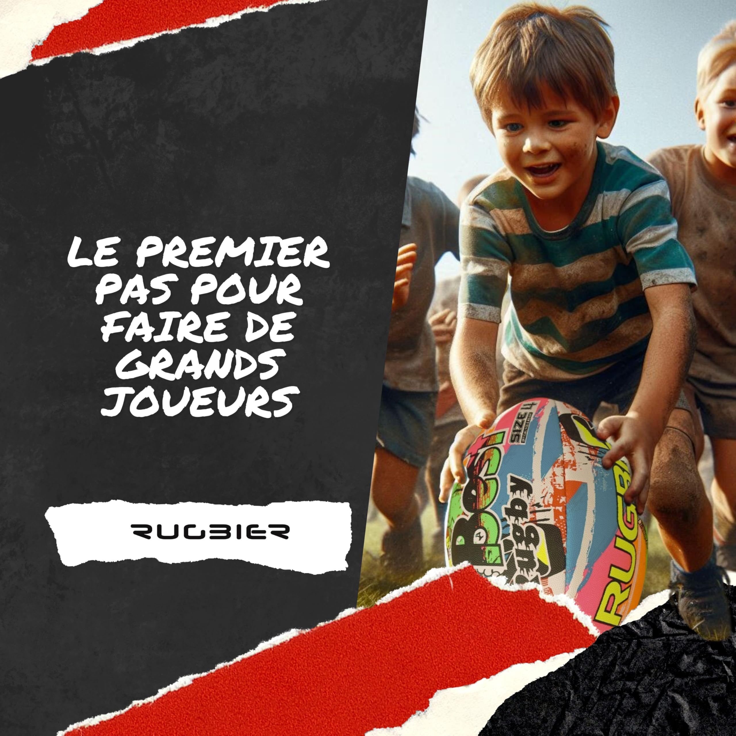 Ballon de Rugby pour Enfants T3 – Ballon pour École - Initiation et Entraînement - Design Exclusif - Modèle Best Rugby
