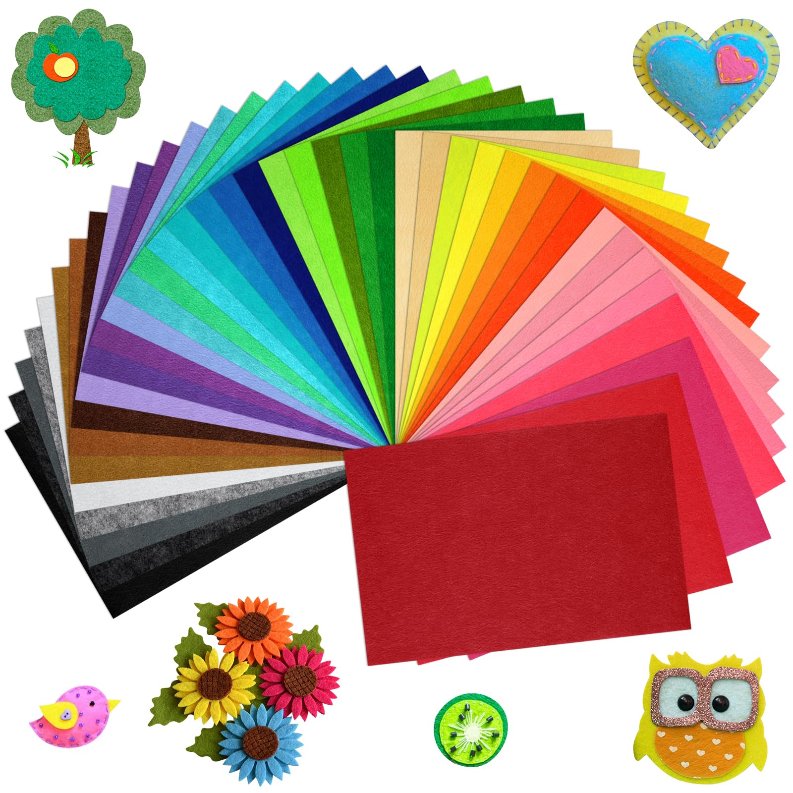 40 Pcs Soft Felt Fabric Sheet 8" x 12" Assorted Color Felt Fabric Sheets for Crafts DIY Handcraft Sewing Squares Patchwork Nonwoven