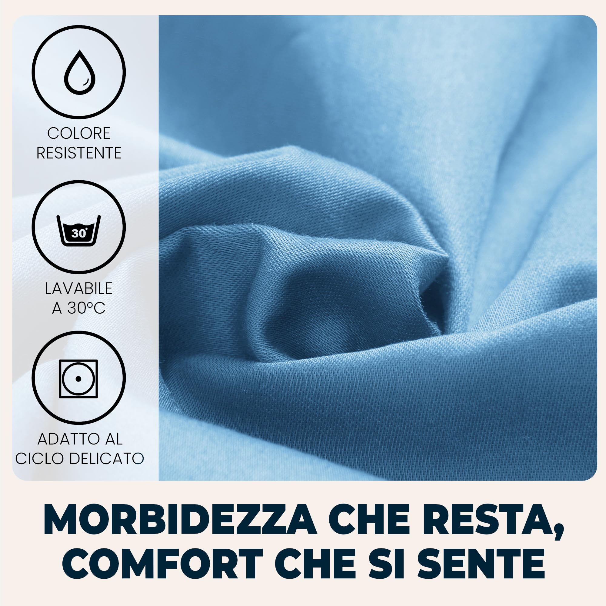 Lenzuola Matrimoniali con Angoli 160x190 cm Blu Navy in Microfibra per Letto con Materasso fino a 30cm Tessuto Anti-Acaro e Ipoallergenico di Alta Qualità Morbido e Lavabile in Lavatrice