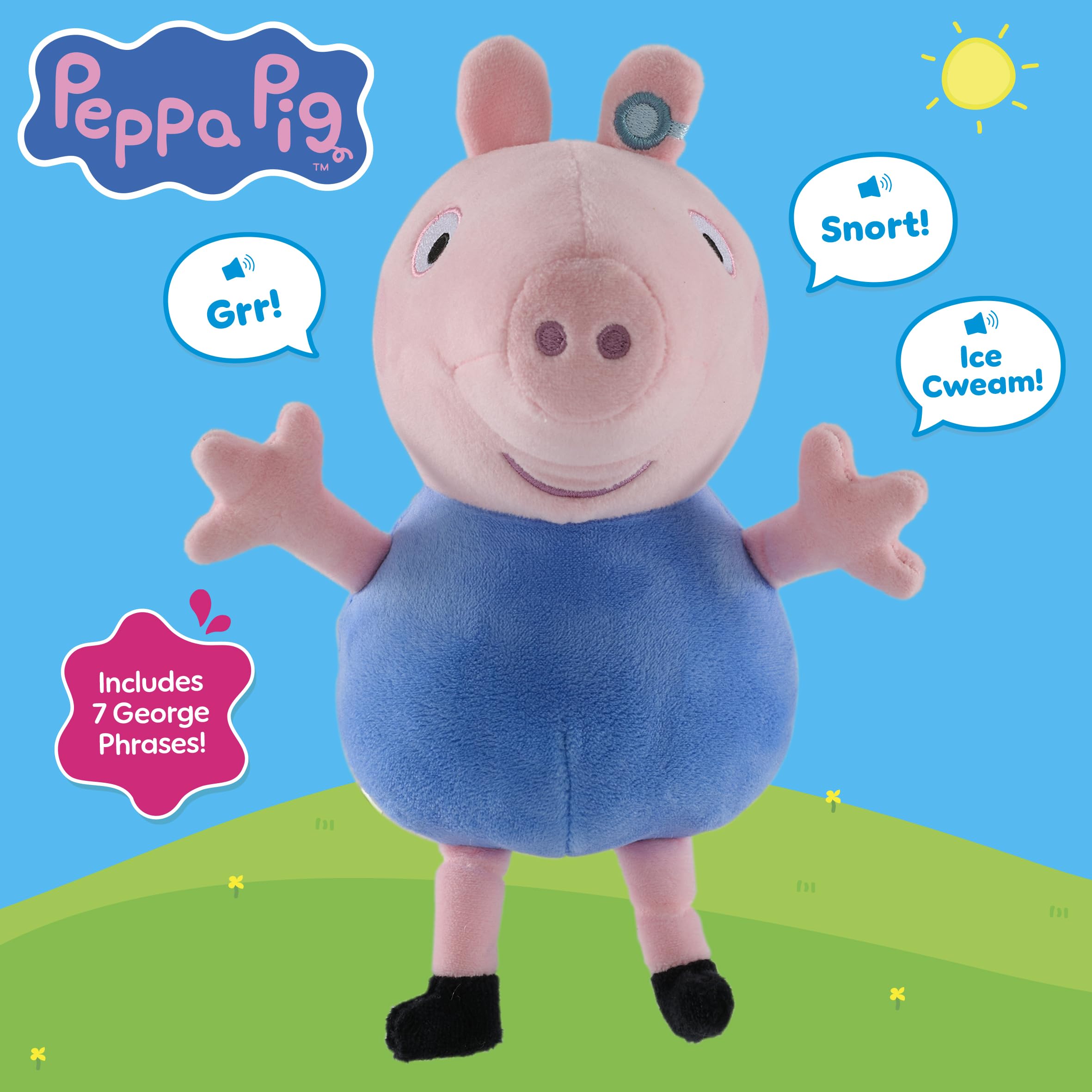 Peppa Pig Talking George, juguete de peluche con efectos de voz y sonido, juguete suave para preescolar