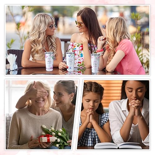 Miniatura 7 de Mifoci 8 vasos cristianos para mujer, regalos de 20 onzas, vaso religioso de acero inoxidable con tapa y pajita, tazas de café cristianas