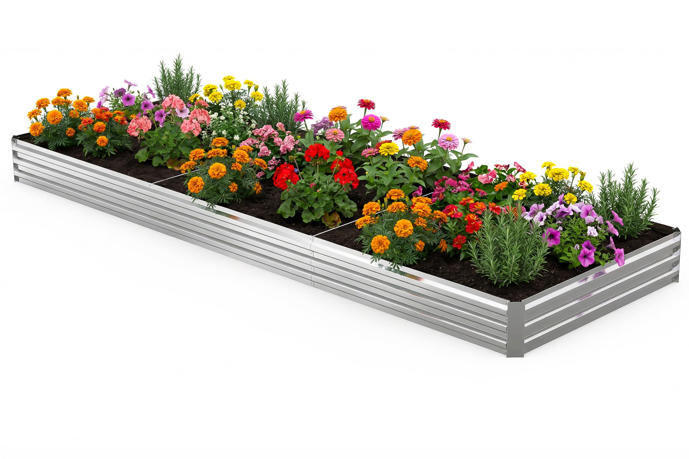12x4x1FT Galvanized Raised Garden Bed, Metal Planter,Silver,1 Pack