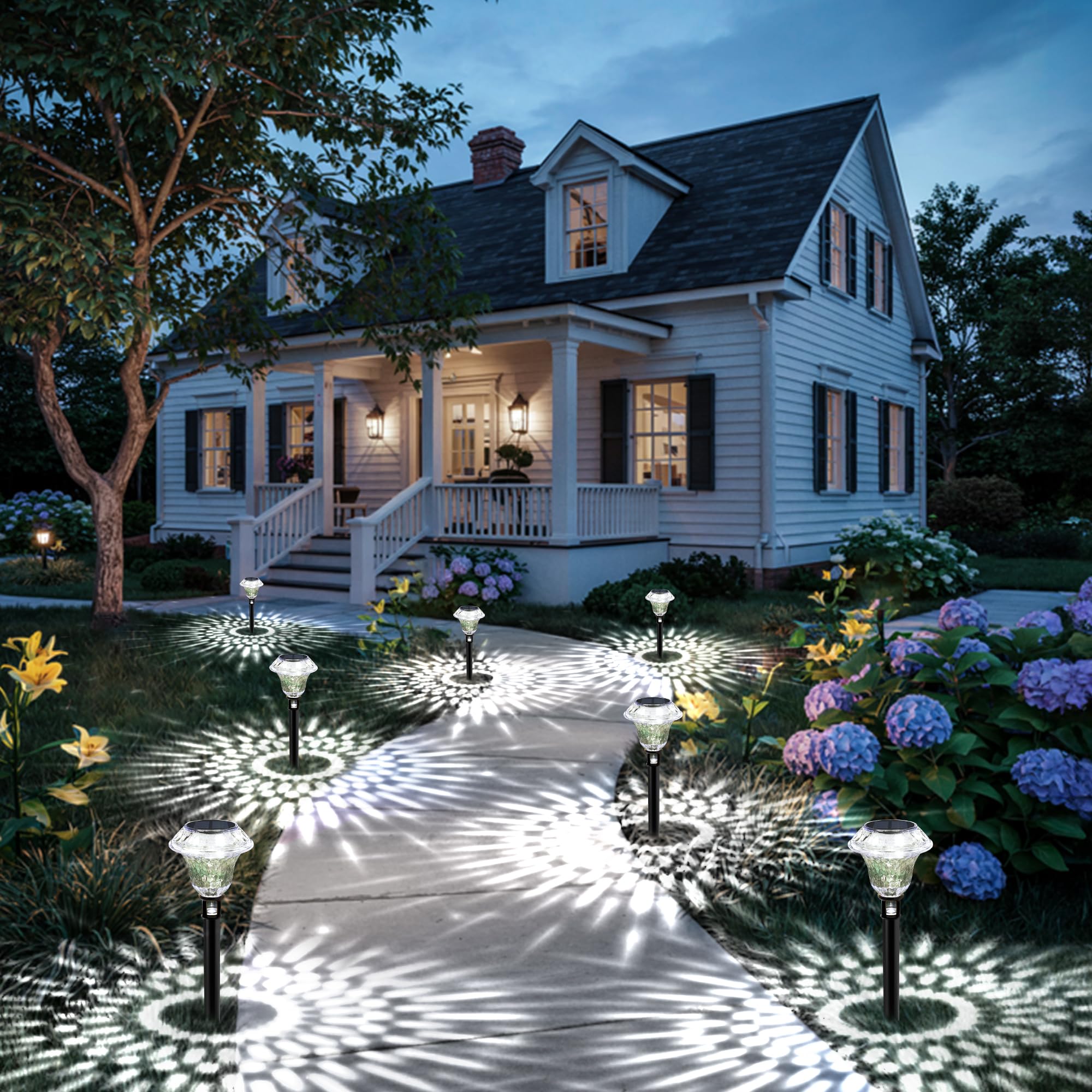 GIGALUMI Solar Lights Outdoor Garden Waterproof, Solar Outdoor Lights, Garden Decorative Lighting for Walkway, Driveway, Yard, Landscape, Lawn (8 Pack,Cold White)
