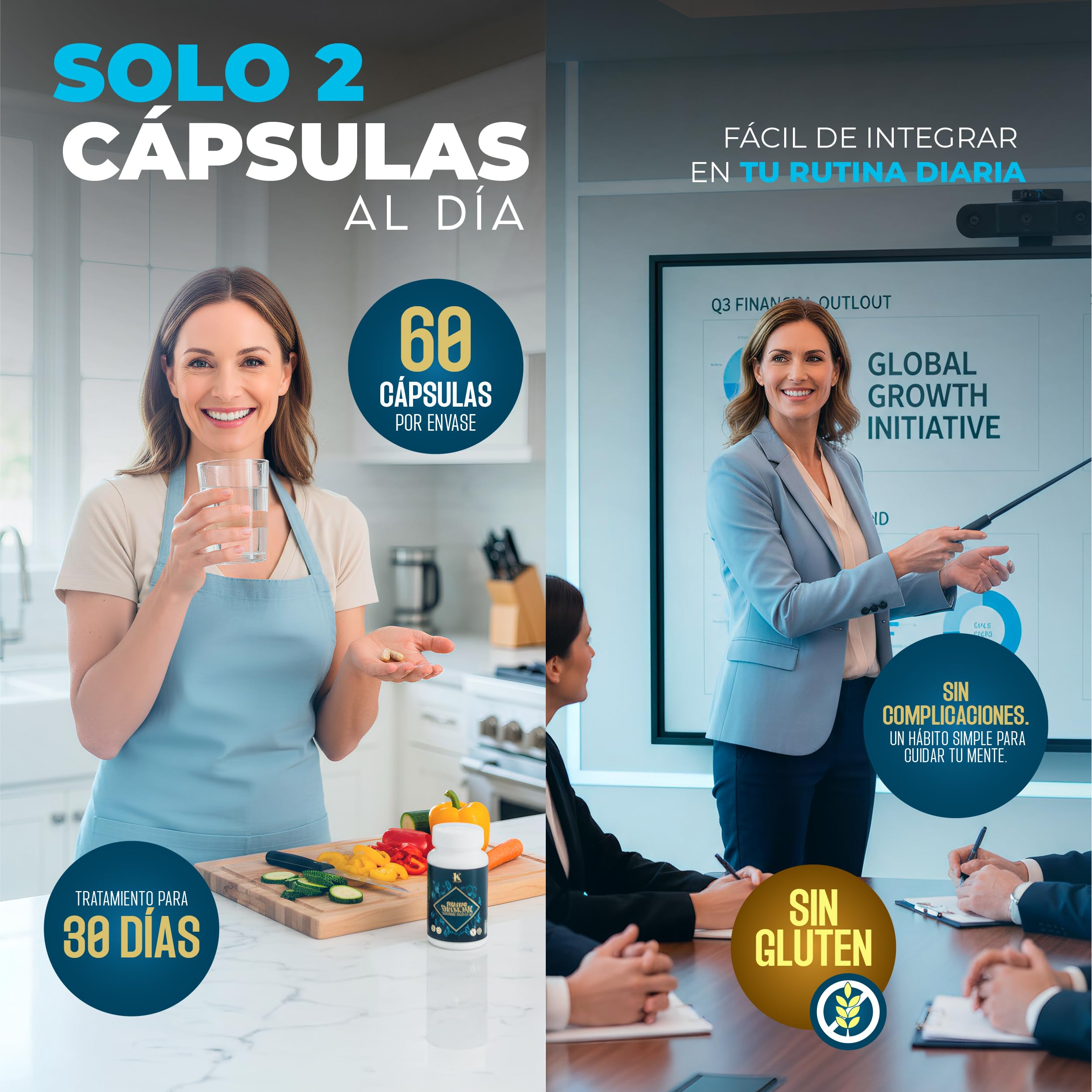 Cápsulas para la Memoria y Concentración – Suplemento Natural con Azafrán, Ginkgo Biloba y Zinc – 60 Cápsulas – Apoya Función Cognitiva y Bienestar Mental Diario