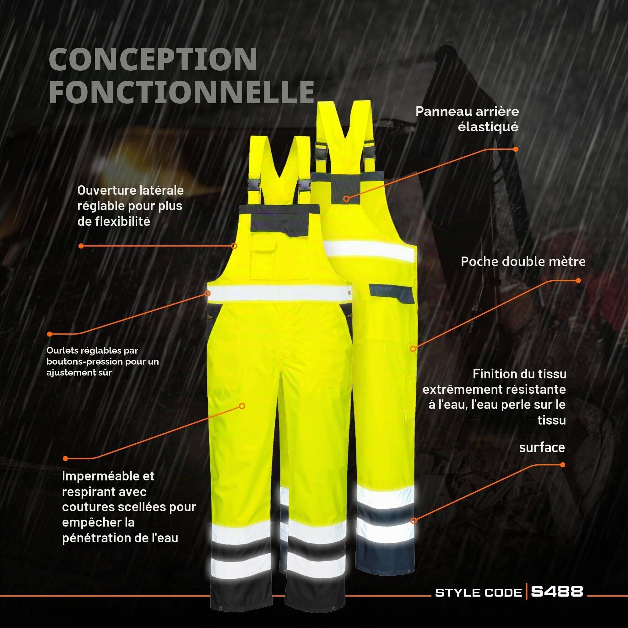 Portwest Cotte Contrast non-doublée, Couleur: Jaune/Marine, Taille: XL, S488YNRXL