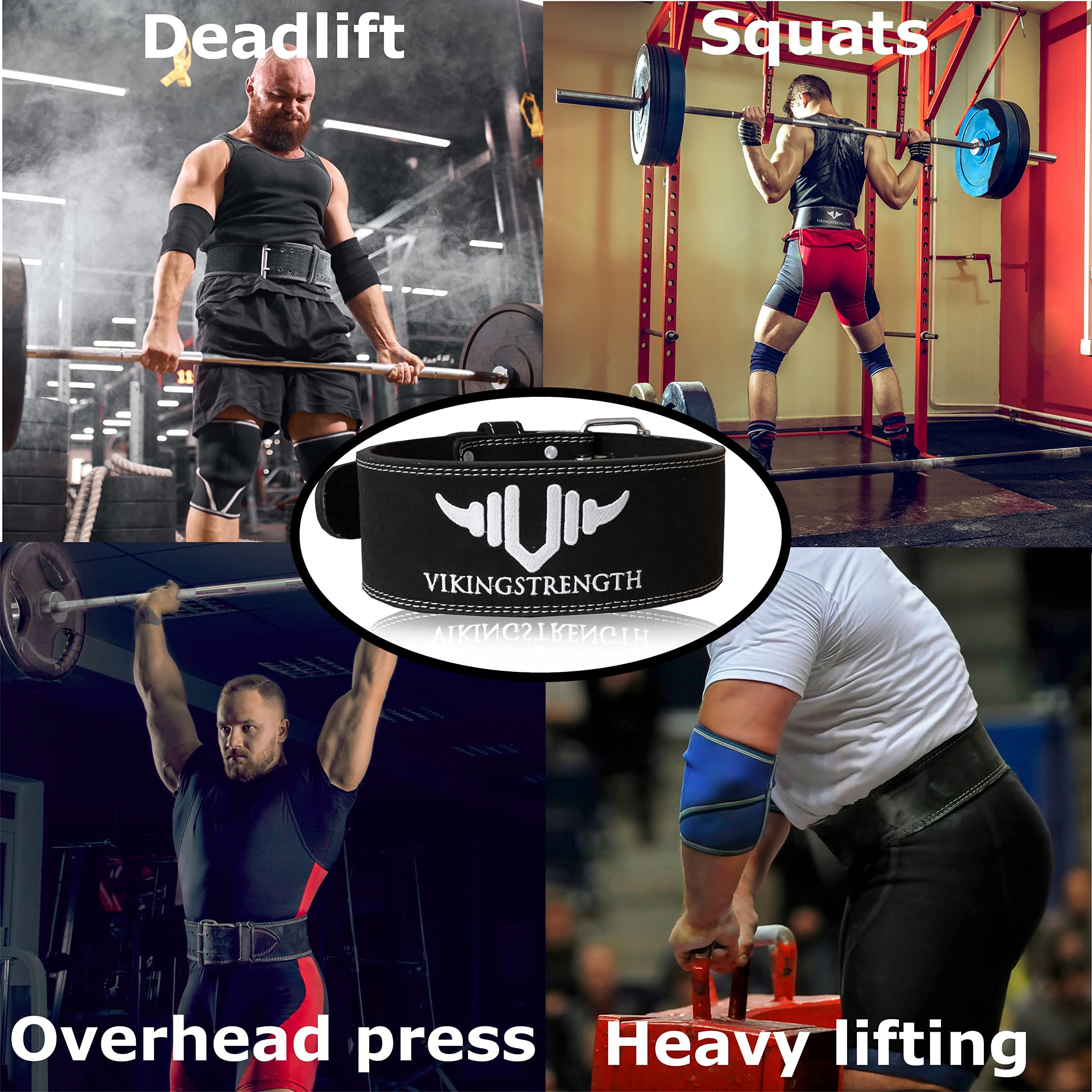 Vikingstrength Pas do podnoszenia ciężarów premium z paskami do podnoszenia, pas do podnoszenia ciężarów dla mężczyzn i kobiet, idealny do przysiadów, trójboju siłowego, crossfitu i martwego