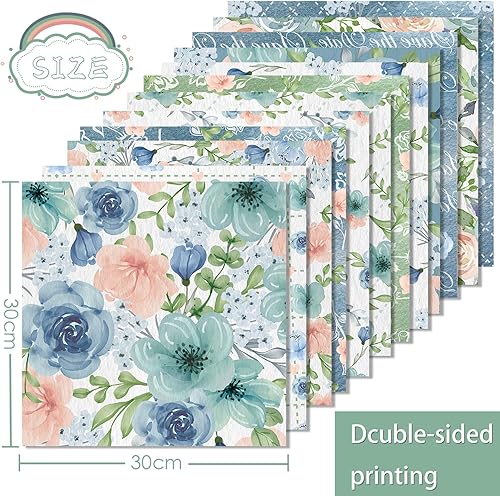 Miniatura 4 de Papel de álbum de recortes de doble cara de 12 x 12 pulgadas, papel de suministros de recortes de flores, papel de manualidades de decoupage, diario