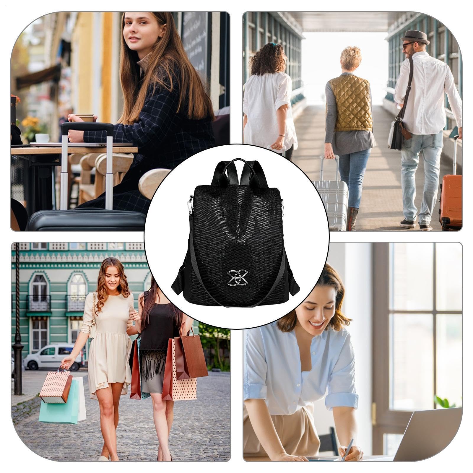 Zaino Antifurto ad Alta Capacità - Borsa a Spalla da Donna, 1 Pezzo, Zaino da Sicurezza con Apertura Nascosta, Tessuto Resistente all'Acqua con Cerniera Posteriore, Accessorio per il Pendolarismo