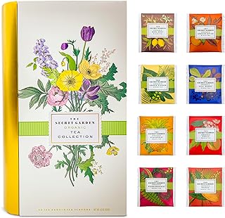 Premium Organic Tea Bag 80 Pack Sampler Designer Tin Book Gift Set 10 Pe...