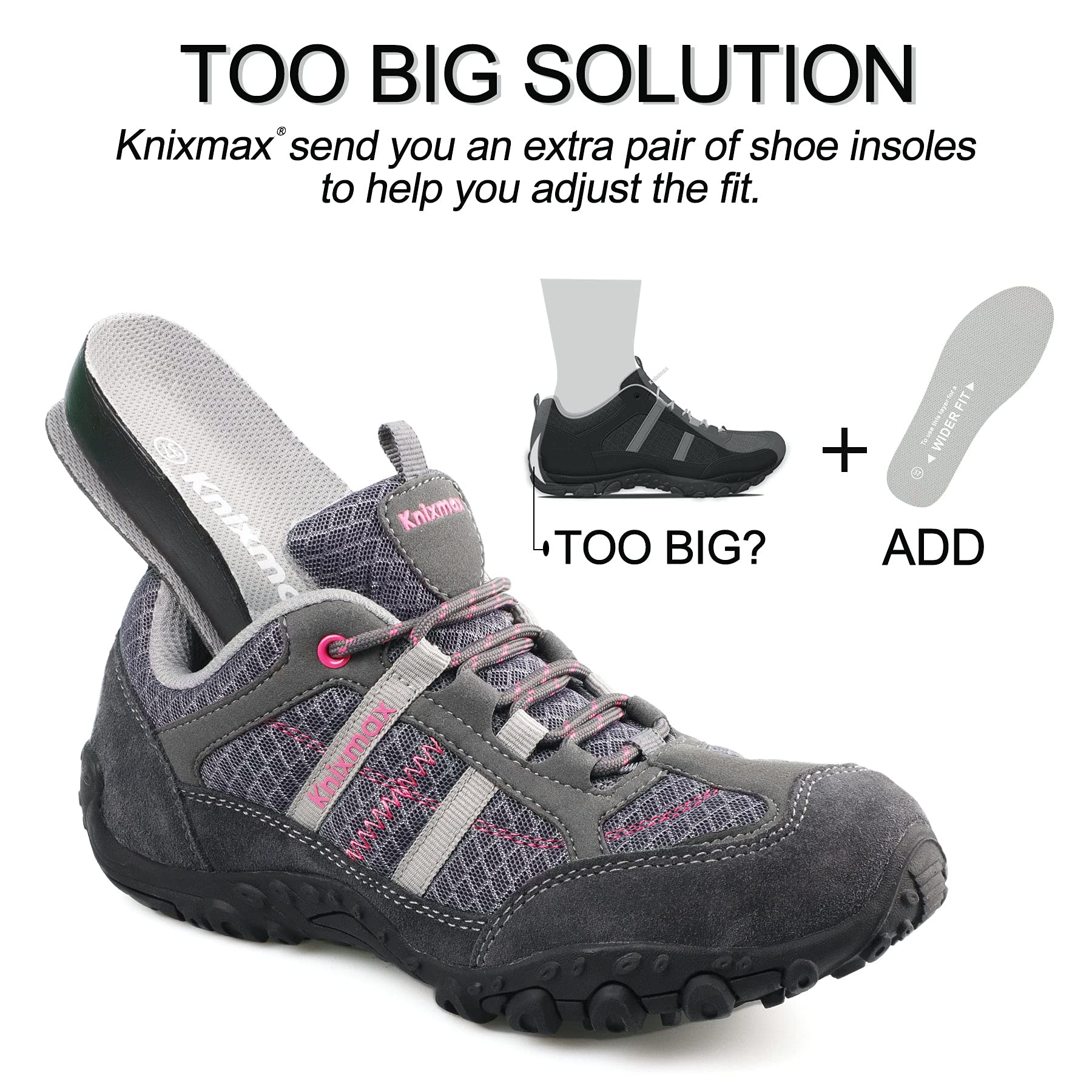 Knixmax Buty trekkingowe dla kobiet i mężczyzn, lekkie buty trekkingowe, buty outdoorowe, oddychające, antypoślizgowe, rozm. 36-46