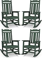 Vista 10 de SERWALL Mecedora de gran tamaño para exteriores, Mecedora de exterior de HDPE, Negra Negro