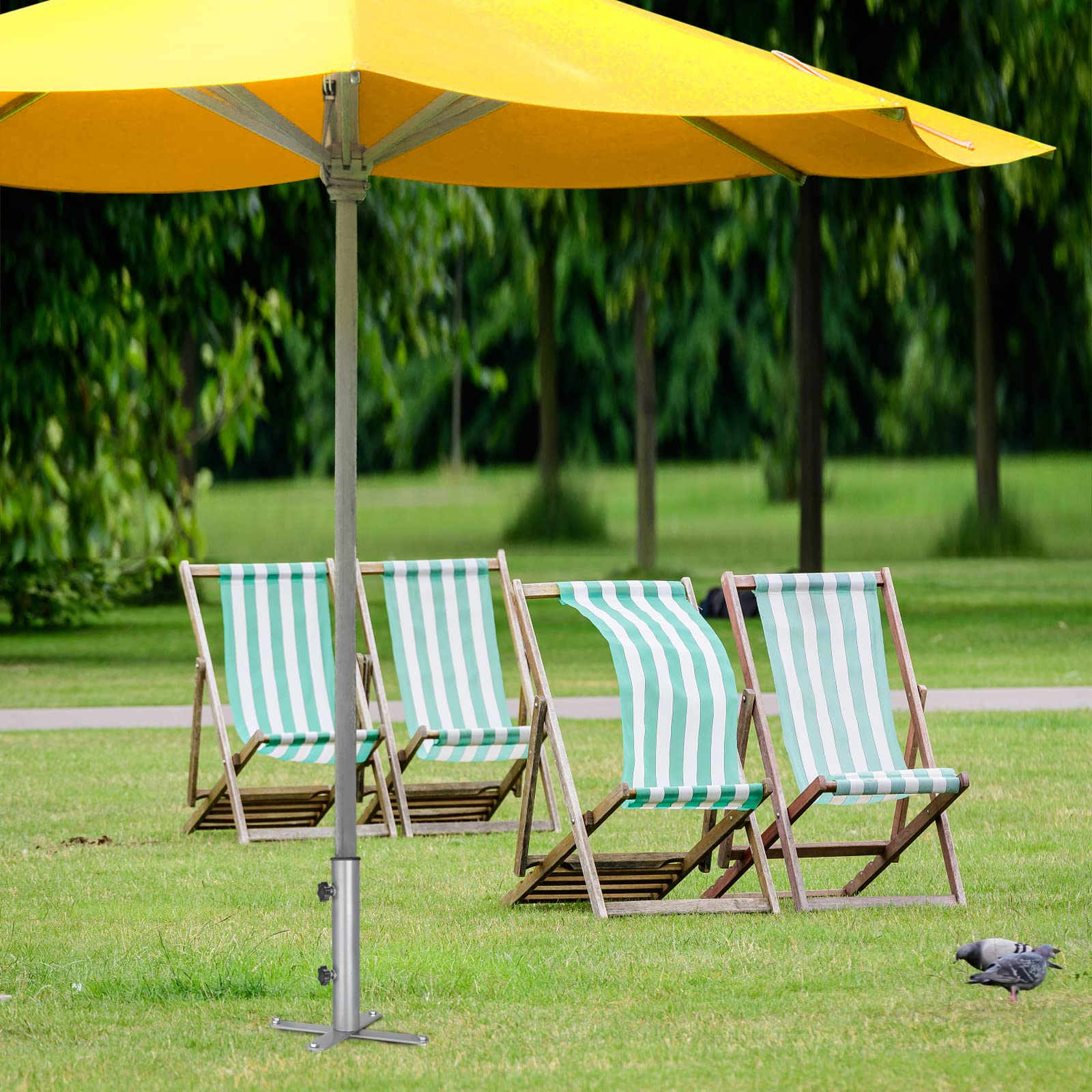 Schirmspieß I Strandschirm-Ankerpfahl I abnehmbarer Schirmständer mit 4 Spießen, für den Außenbereich im Boden, Sonnenschirmständer, Halter für Strand, Sand, Hof, Rasen (Silber)