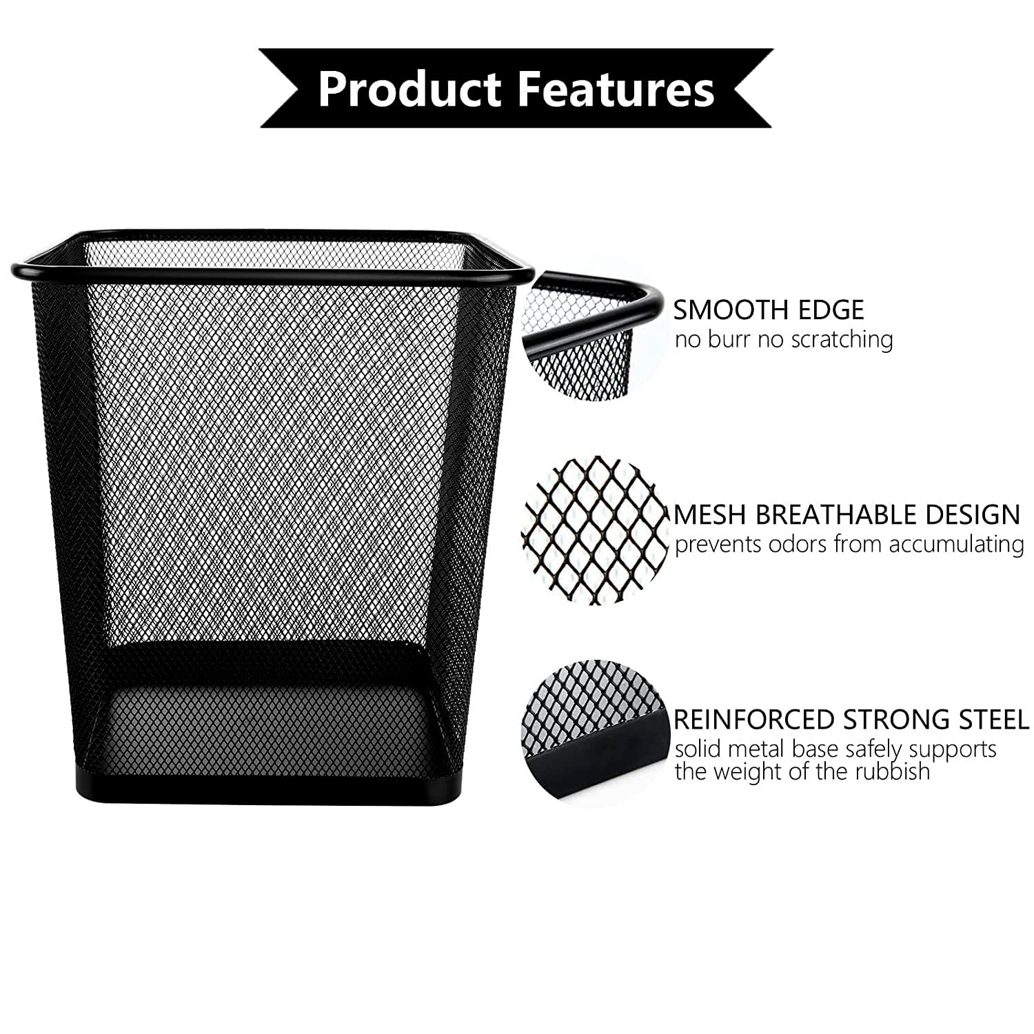Best House - Cestino quadrato in rete metallica, 9 litri, in filo metallico, leggero e robusto, per cucina, casa, ufficio, soggiorno, camera da letto (confezione da 2)