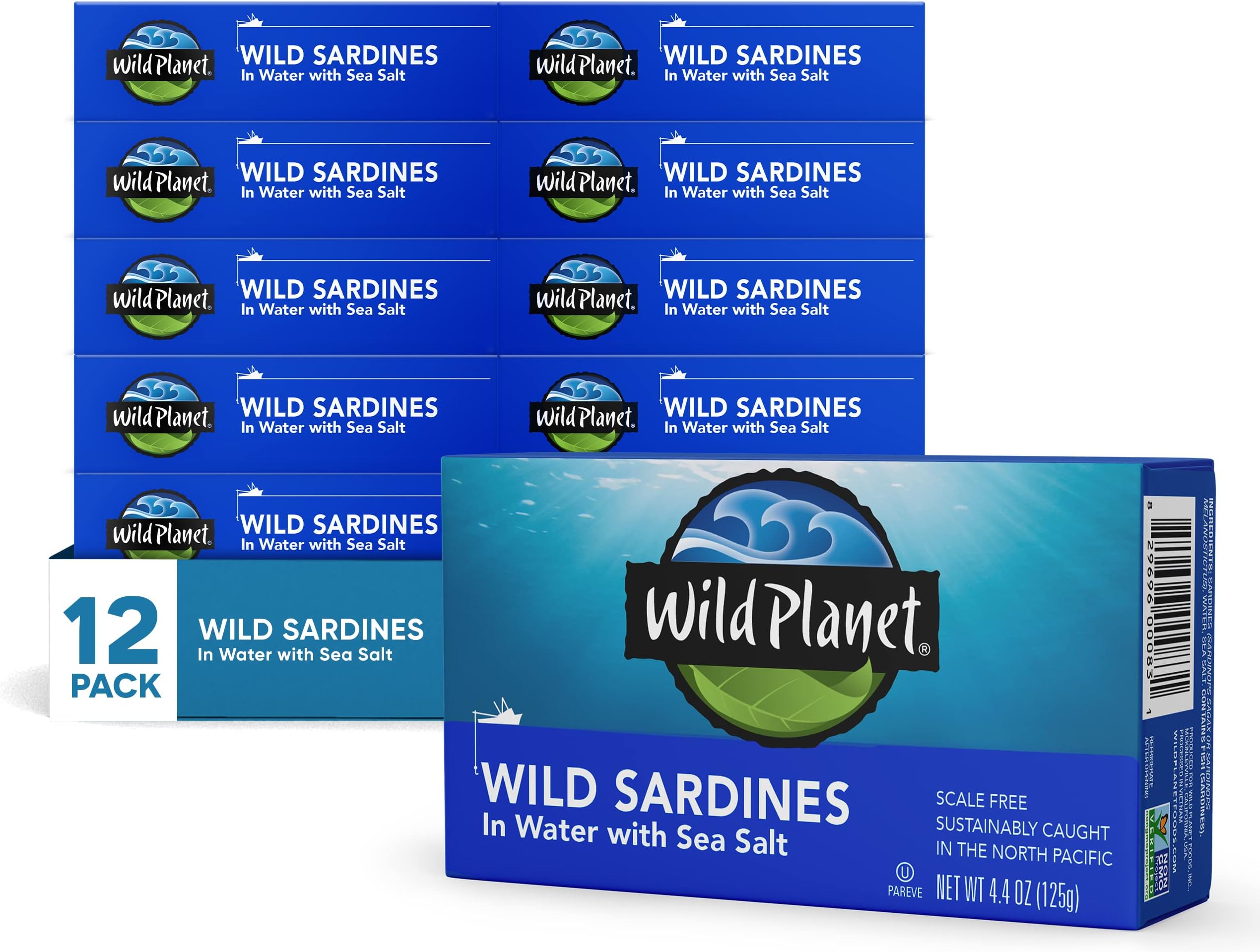 Wild Planet Wild Sardines in Spring Water, 4.375 Ounce Tin (Pack of 12)