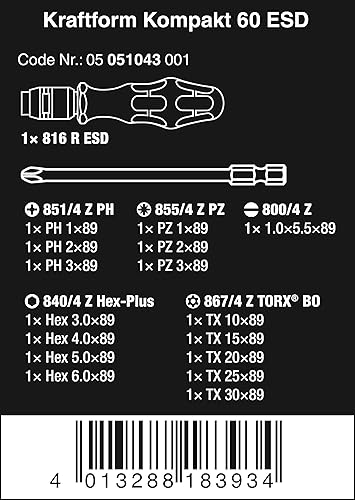 Miniatura 2 de Wera 05051043001 Kraftform 60 ESD - Juego de herramientas compactas