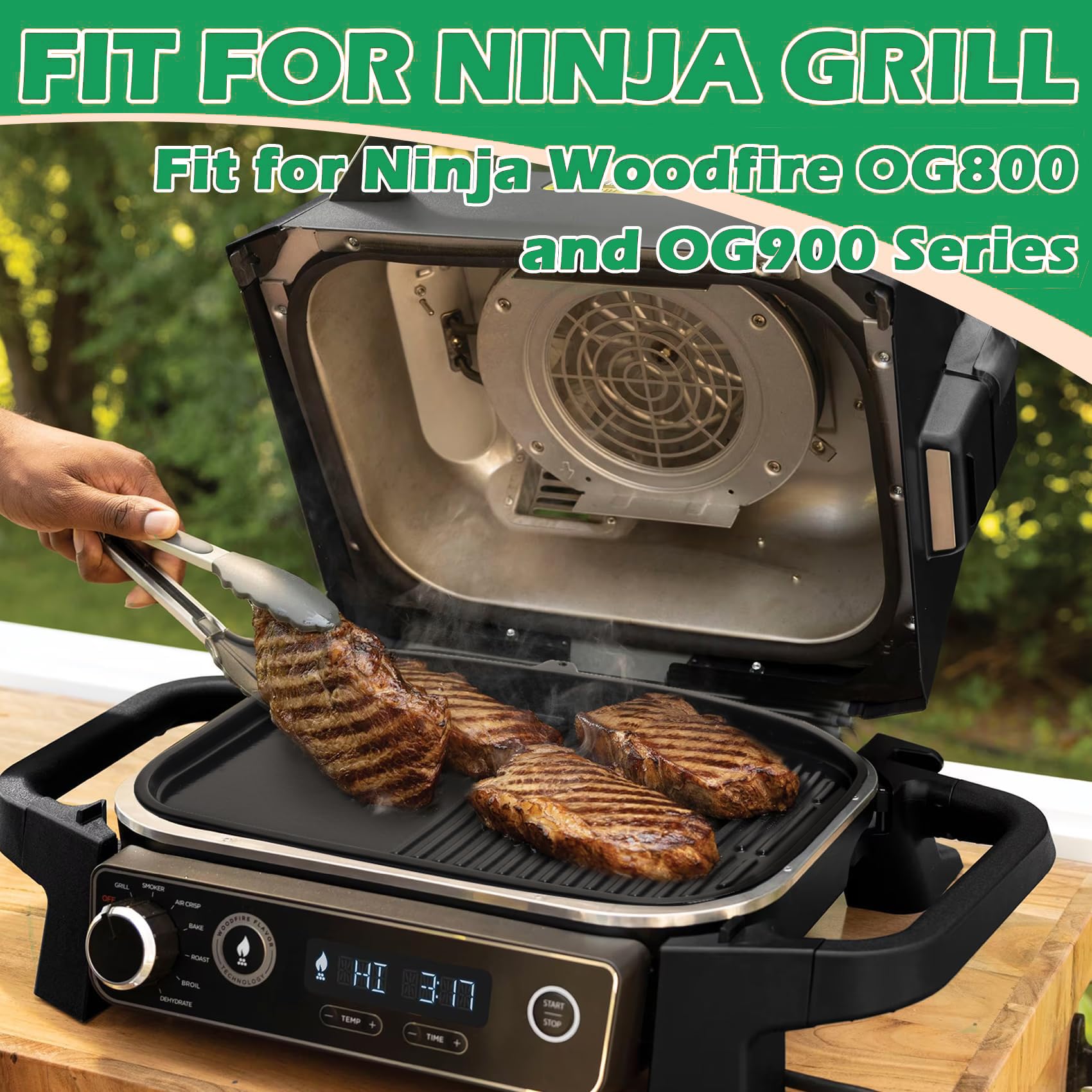 WELL GRILL Griglia e piastra piatta per Ninja Woodfire XL OG850/OG901 accessori, antiaderente BBQ Combo piatto e piastra piastra per Ninja XSKOGXLGGCMEU