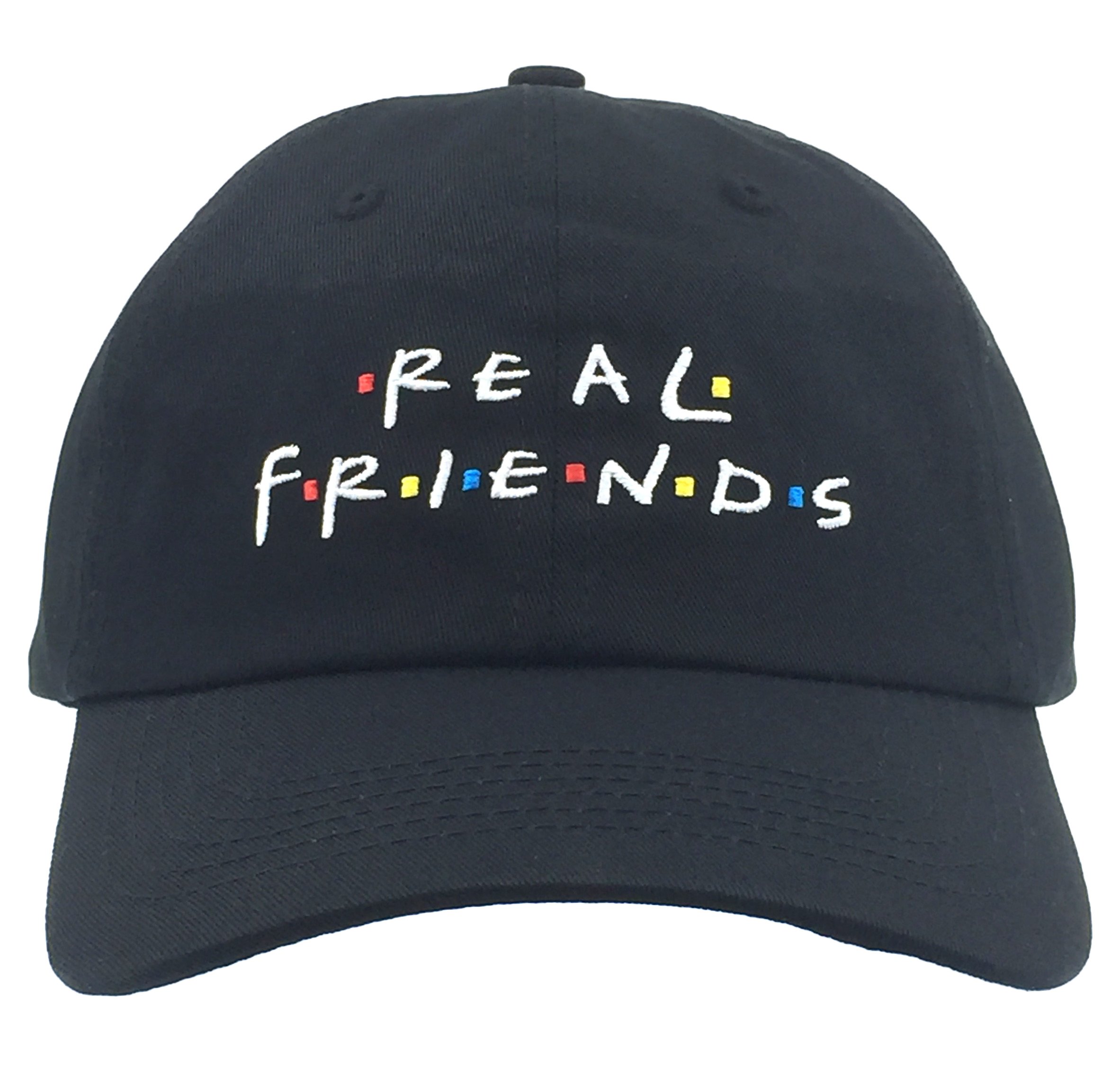 MLSMAMZ Real Friends Hat Dad Hat Baseball Cap Embroidered Adjustable (Black)